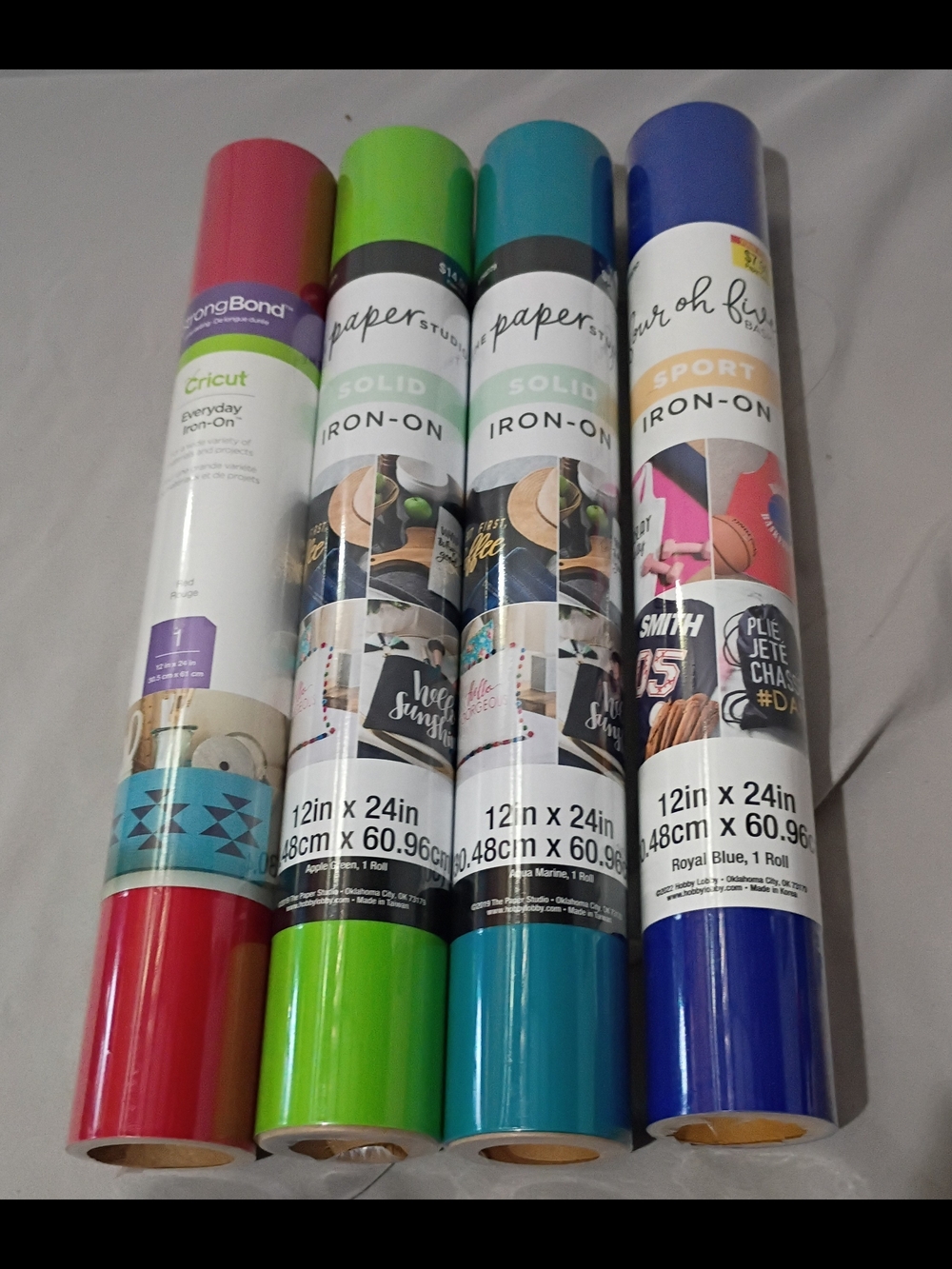 Cricut And Paper Studio Iron-On Vinyl Rolls in Red, Lime Green, Teal, Royal Blue